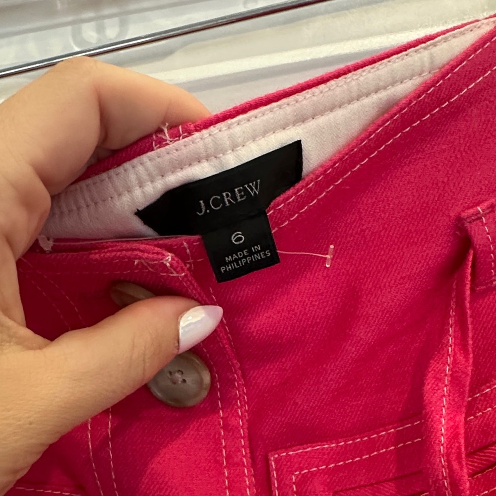 J. Crew Vibrant Pink Button-Front Pencil Skirt - Picture 2 of 7